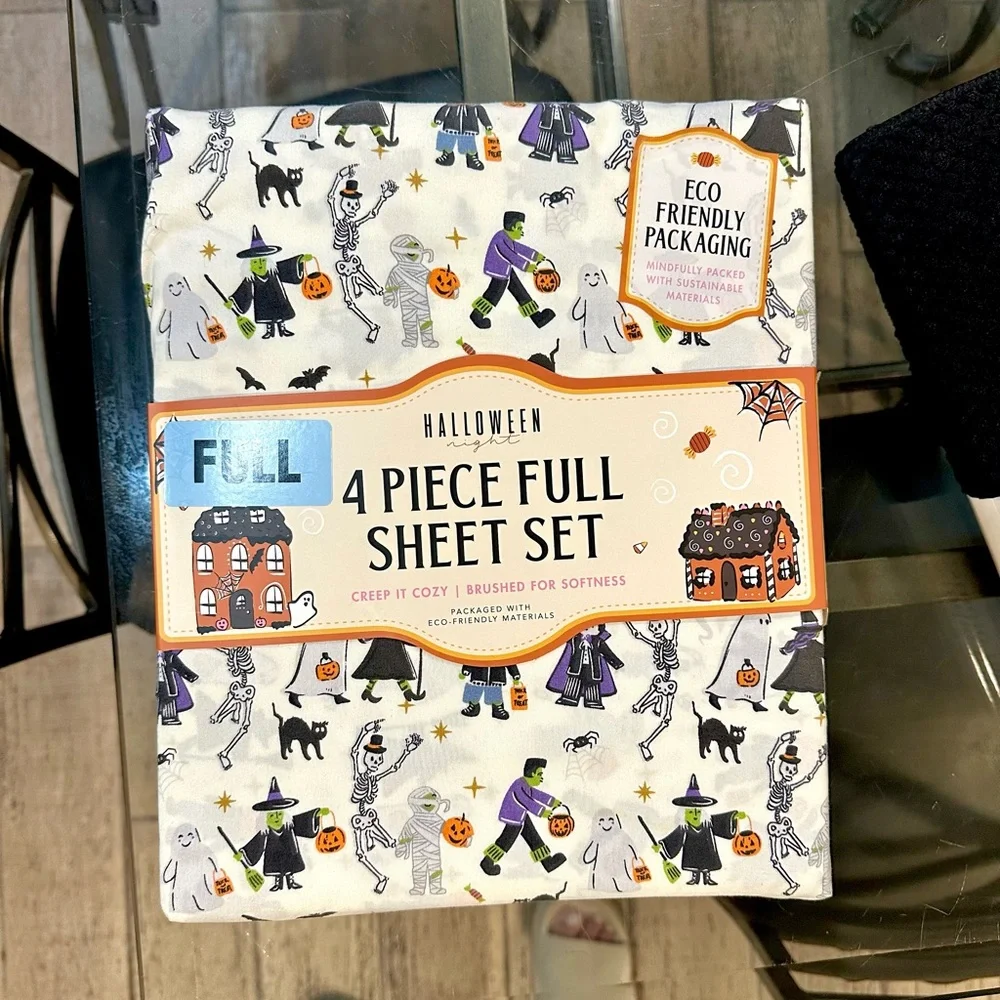 🦋 Halloween Monster Parade Sheet Set 4 PIECE FULL SHEET SET